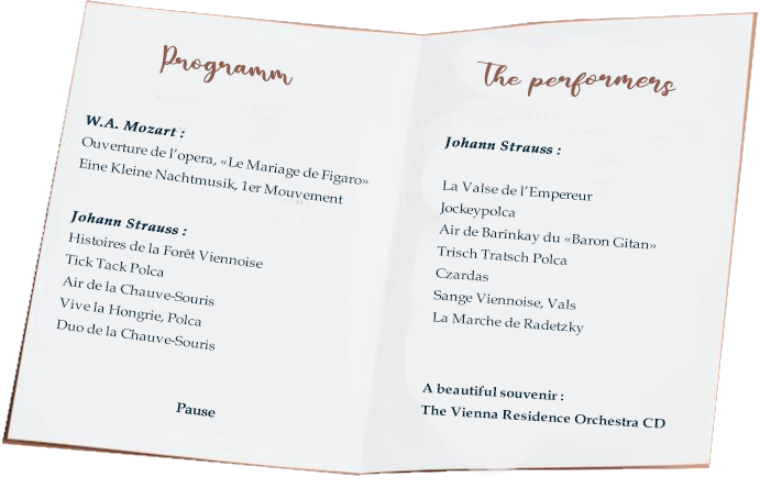 Programme du concert : Mozart et Johann Strauss